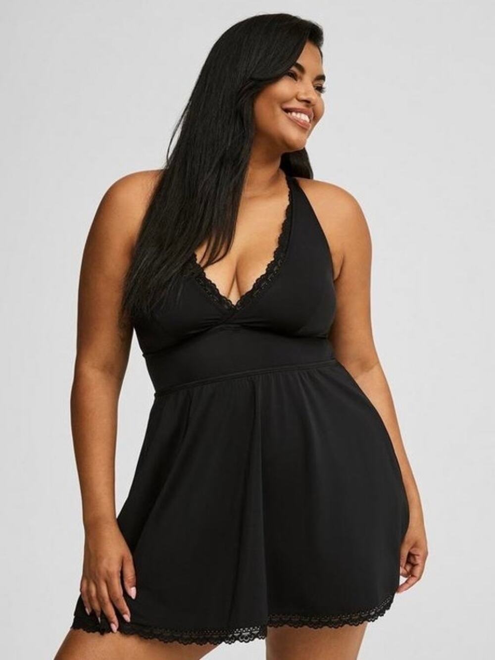 Torrid Black Wireless Swim Dress With Brief Sz.4 NWT